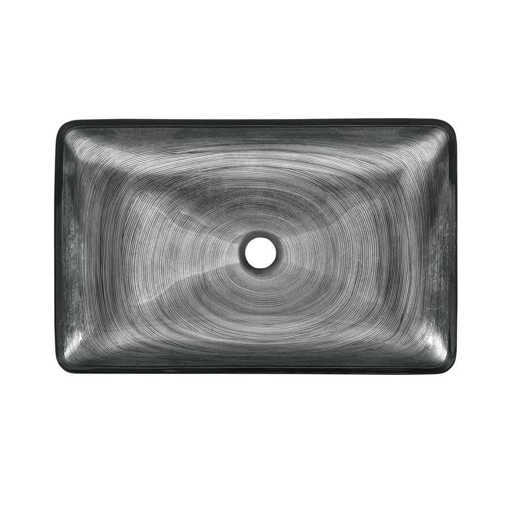 Cascade Rectangular Glass Vessel Sink with Faucet
