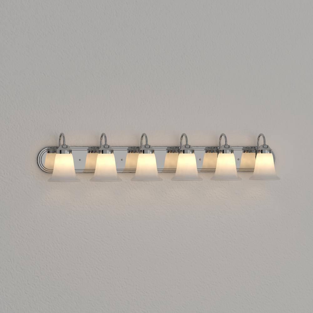 Chrome 6-Light Frosted Glass Wall Lamp