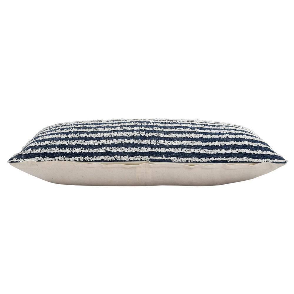Wispy Ways Ensign Blue/Cream Striped Textured Poly-fill 14 in. x 36 in. Indoor Throw Pillow