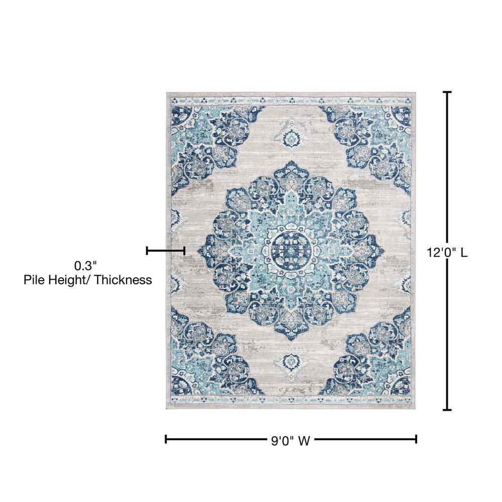 Brentwood BNT849 Power Loomed Area Rug - Navy/Light Grey - 8'9"x11'9" - Safavieh.
