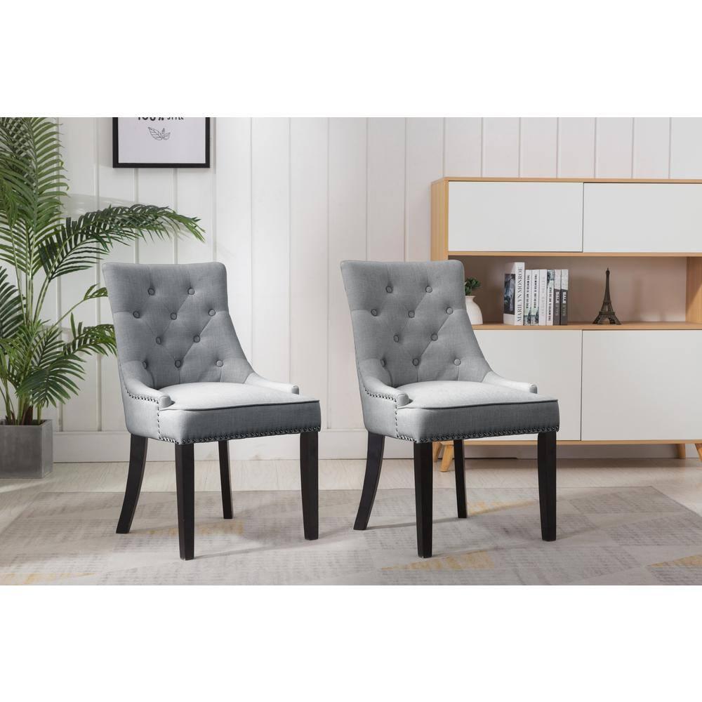 Christopher Knight Home Maggie Contemporary Tufted Armless Dining Chairs (Set of 2), Light Gray/Fabric