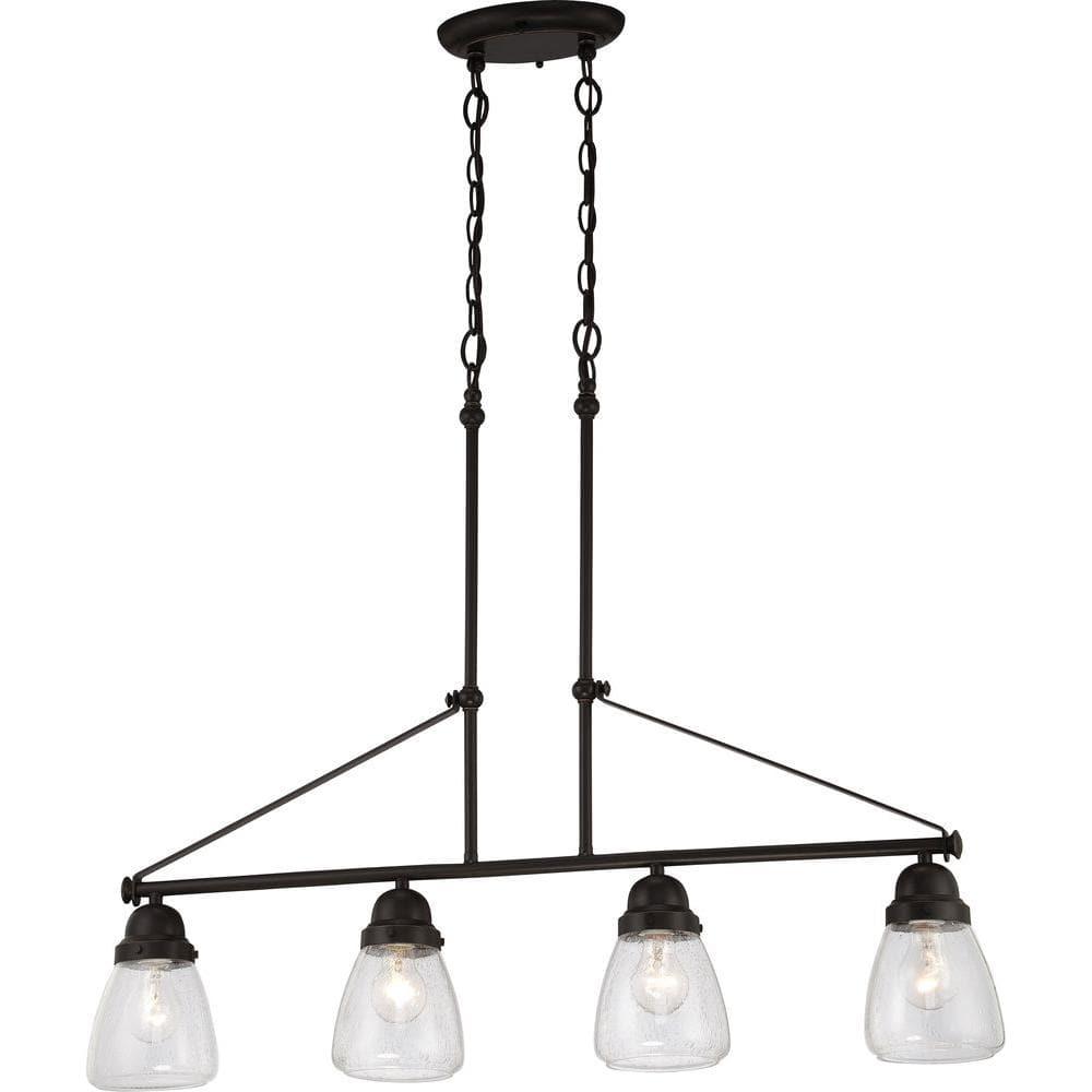 Sudbury Bronze 35.75" Clear Seeded Glass Jar Pendant Light