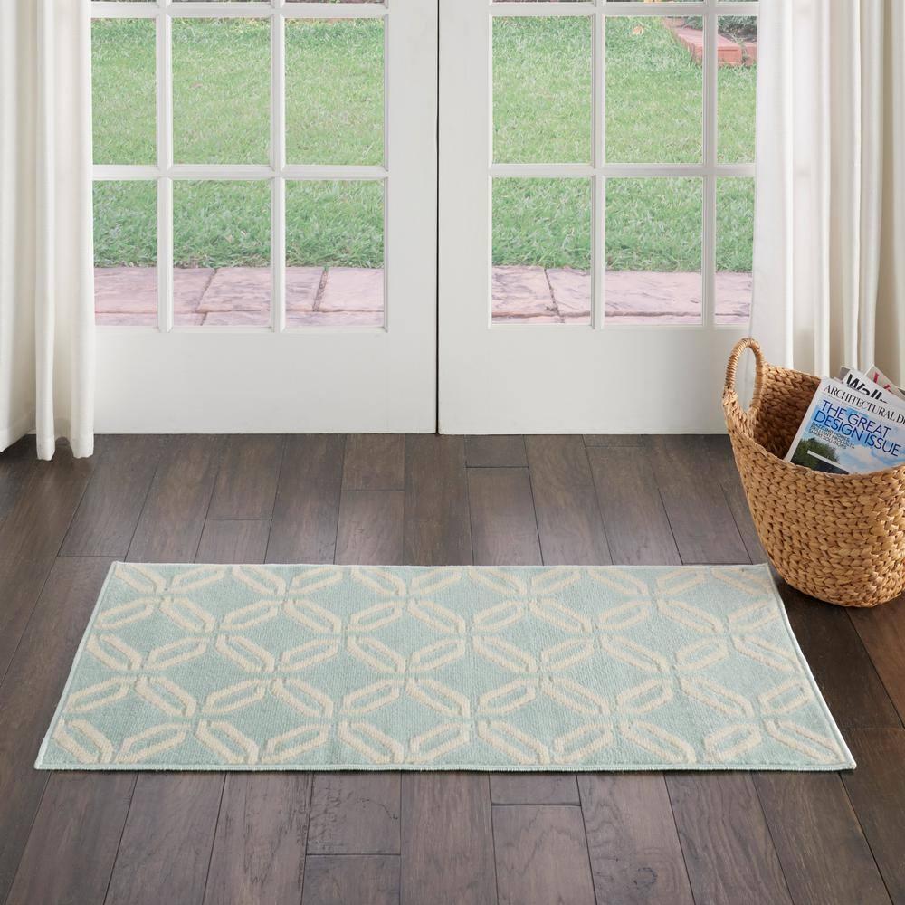 Nourison Jubilant 2 x 4 (ft) Loomed Polypropylene Green Rectangular Indoor Abstract Area rug