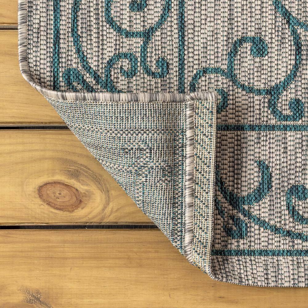 5'x8' Charleston Vintage Filigree Textured Weave Indoor/Outdoor Area Rug, Gray/Teal - JONATHAN Y
