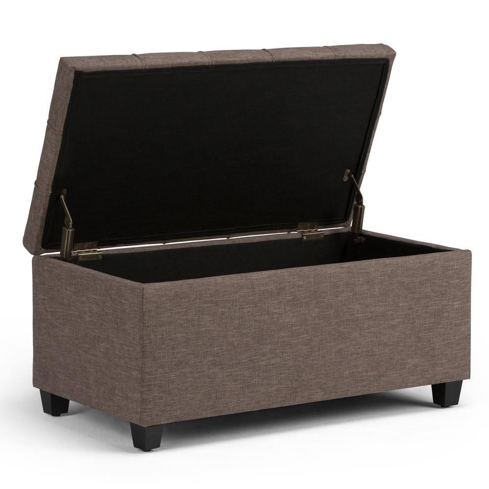 Simpli Home Sienna 33"W Upholstered Storage Ottoman Bench with Lift-Up Tufted Top
