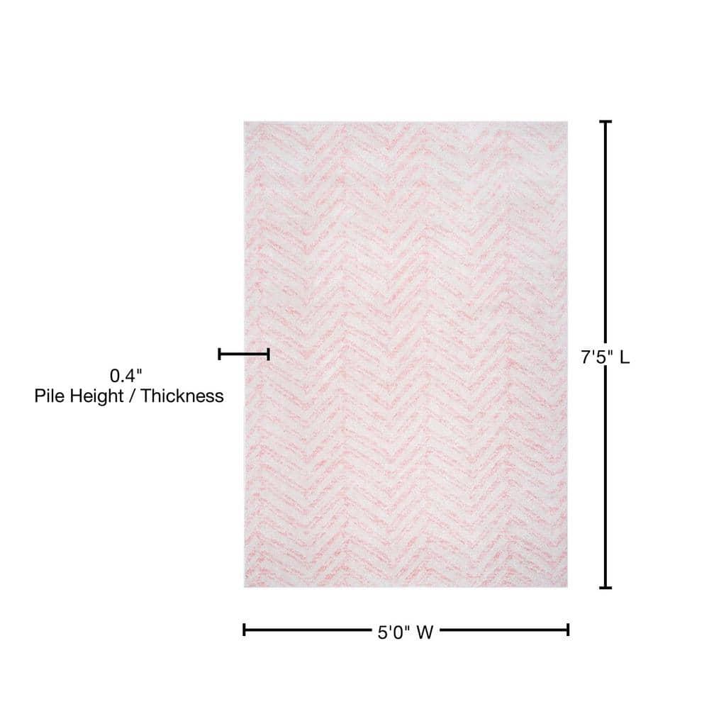 Nuloom Rosanne Geometric 5x7 Indoor Area Rug for Living Room Bedroom Dining Room Kitchen, Pink/Ivory