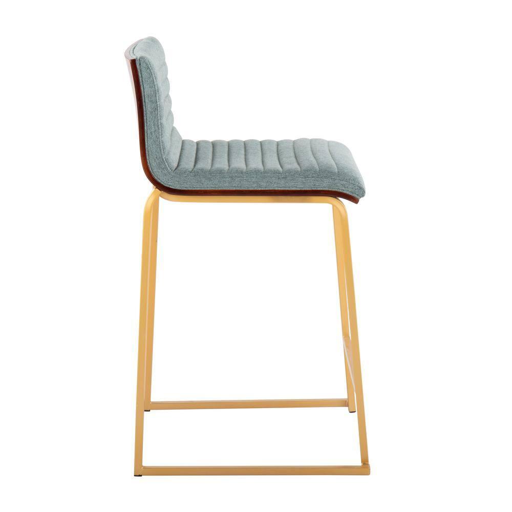 Set of 2 Mason Mara Counter Height Barstools Gold/Walnut/Green - LumiSource