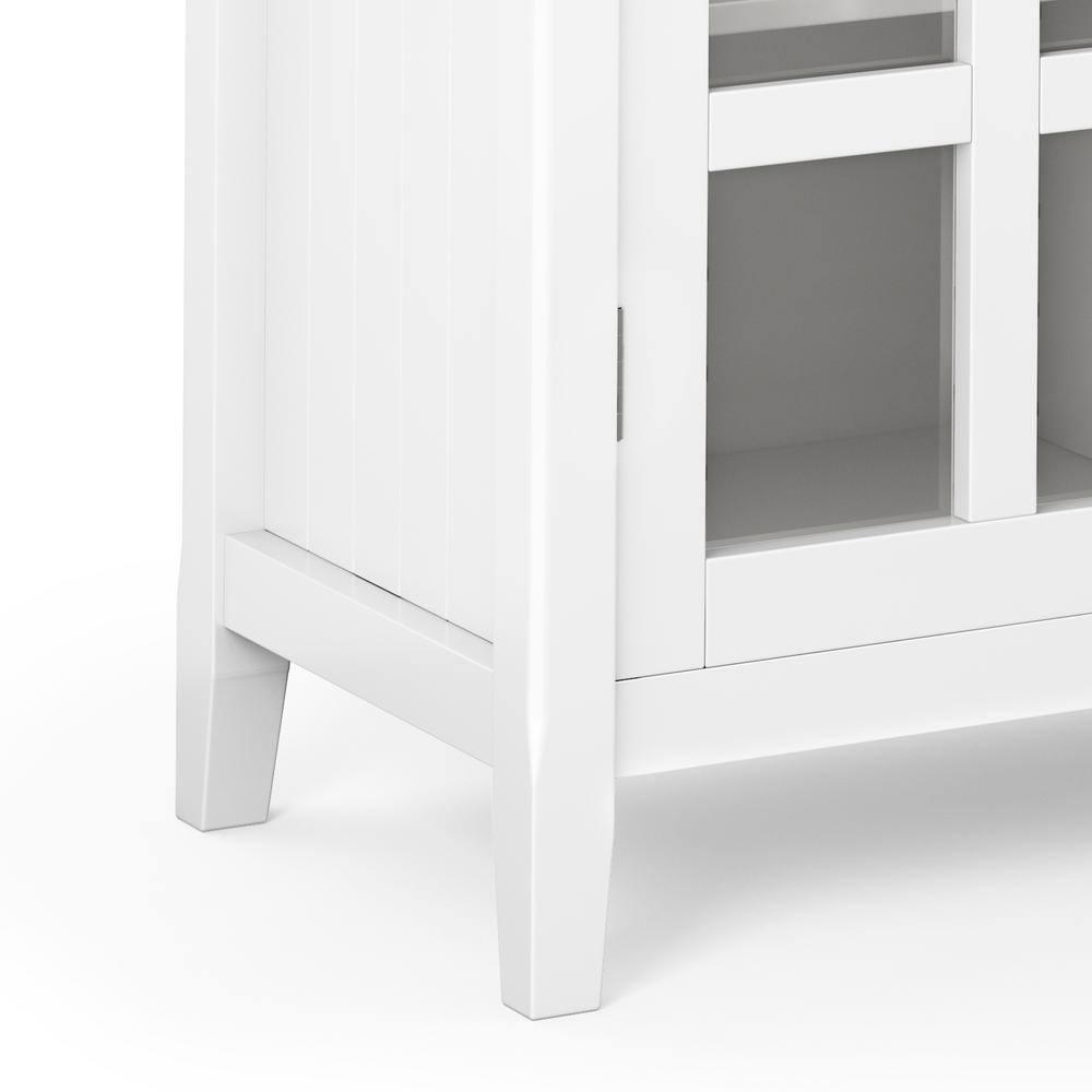 Simpli Home Acadian 39"W Solid Wood 4-Shelf Medium Storage Cabinet with Glass Doors and Adjustable Shelves