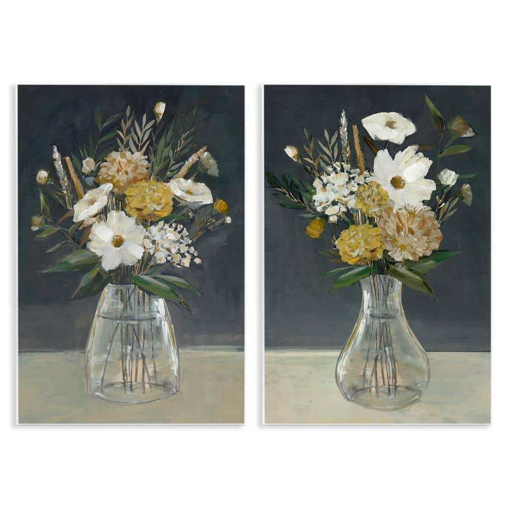 Stupell Industries Muted Bouquet Vases Plants & Flowers Painting Unframed Art Print Wall Art, 13 x 19, Set of 2