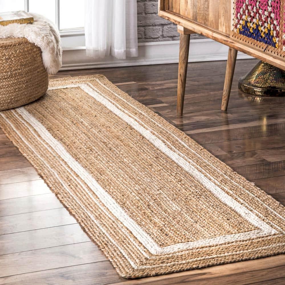 nuLOOM Rikki Coastal Braided Jute Area Rug, Runner 2' 6" x 10', Off White
