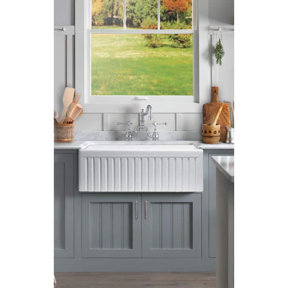 Sutton Place Fireclay 32.99" L x 18.11" W Farmhouse Kitchen Sink