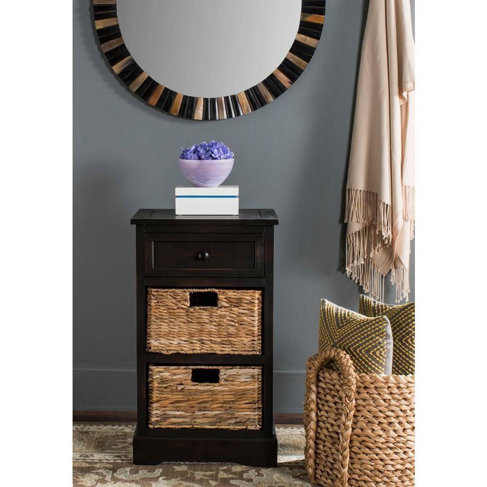 Carrie Side Storage Side Table - AMH5700F - Brown - Safavieh Couture