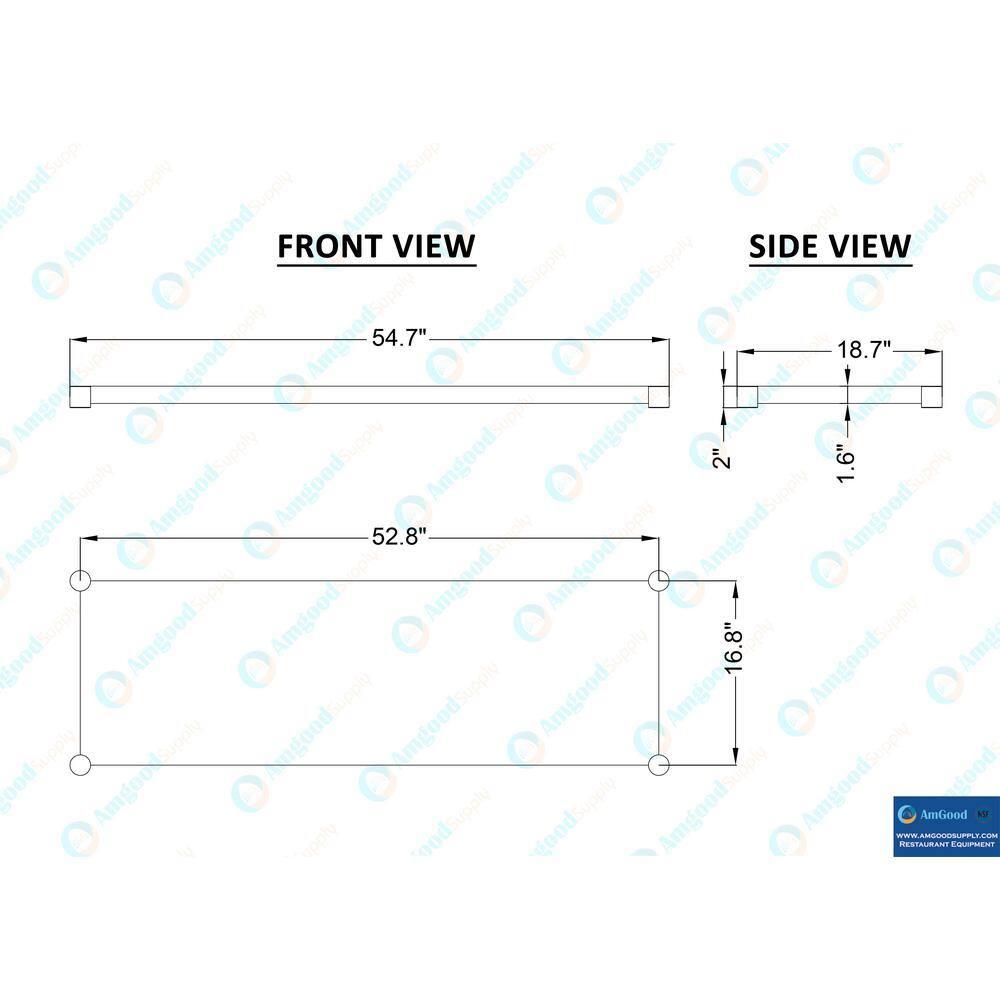 Additional Galvanized Steel Undershelf for 24 in. x 60 in. Kitchen Prep Table Adjustable Galvanized Steel Undershelf