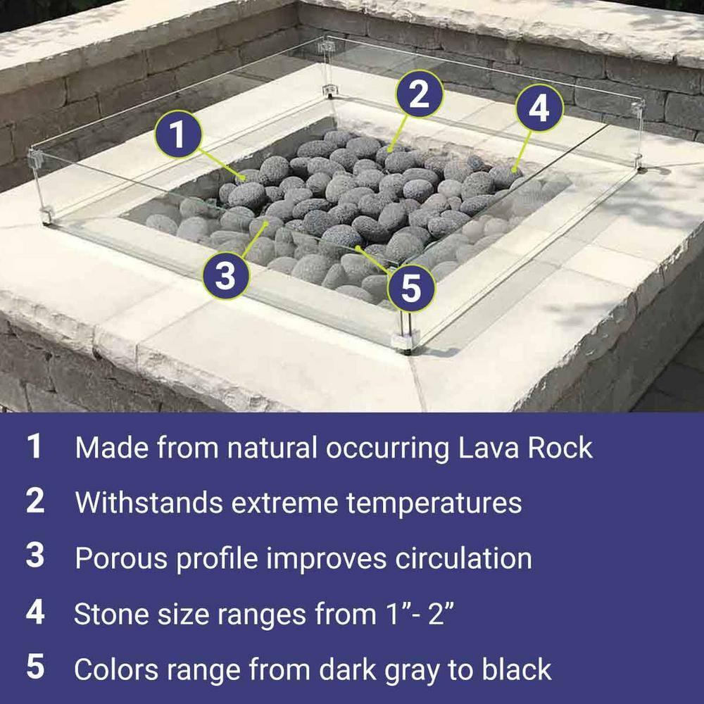 Medium Lava Stone (Tumbled) Gray / Black 1 in. - 2 in. 20 lbs. Bag