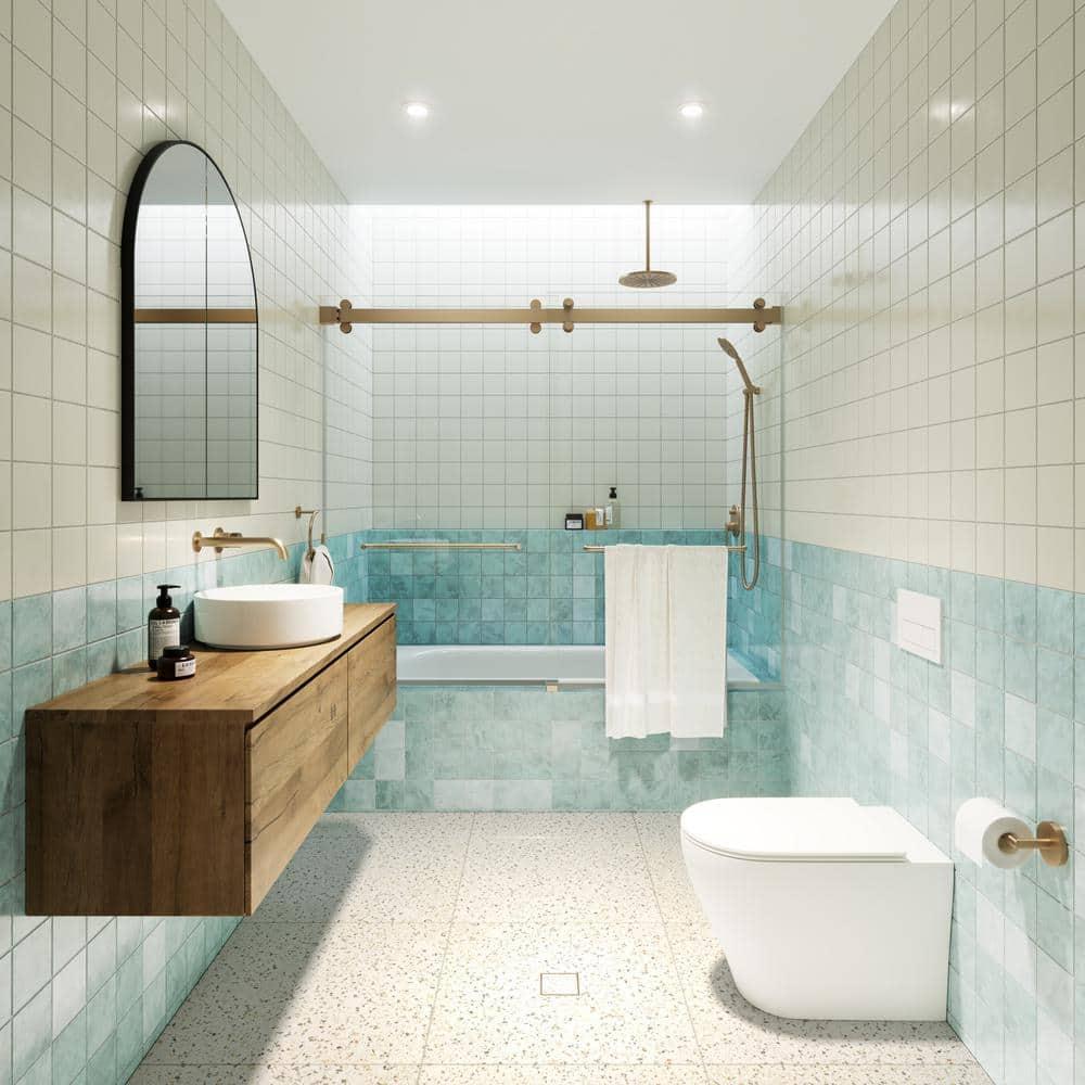 Polaris 60 in. x 60 in. Fully Frameless Sliding Bypass Bathtub Door