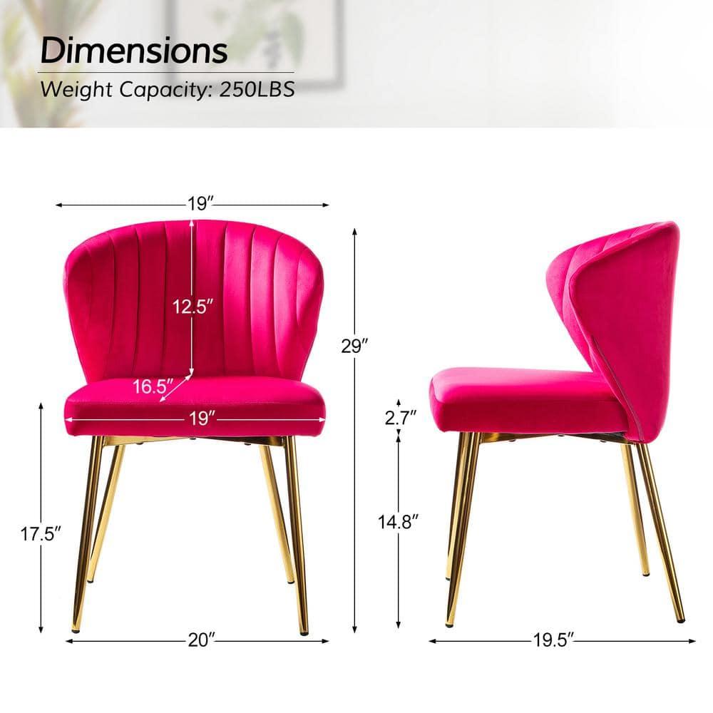 Modern Velvet Accent Chair Upholstered Small Vanity Chair Bedroom Living Room Fuchsia