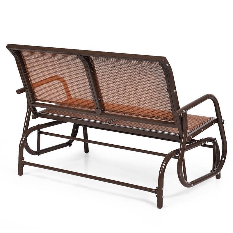 Costway 48'' Outdoor Patio Swing Glider Bench Chair Loveseat Rocker Lounge Backyard Brown