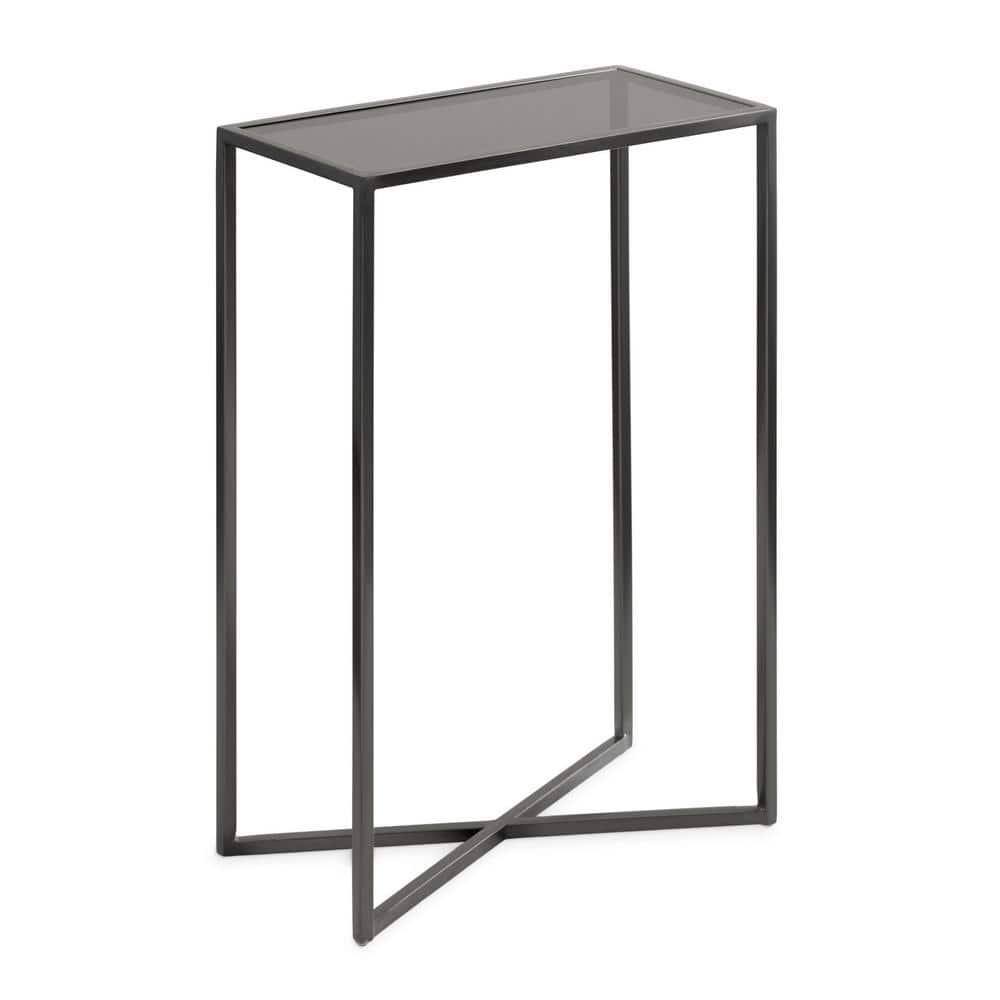 Kate and Laurel Jaspur Rectangle Metal Side Table, 16x8x24, Pewter
