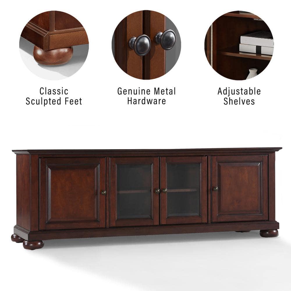 Alexandria TV Stand for TVs up to 60" Mahogany - Crosley: Sleek Design, Media Storage, Cord Management