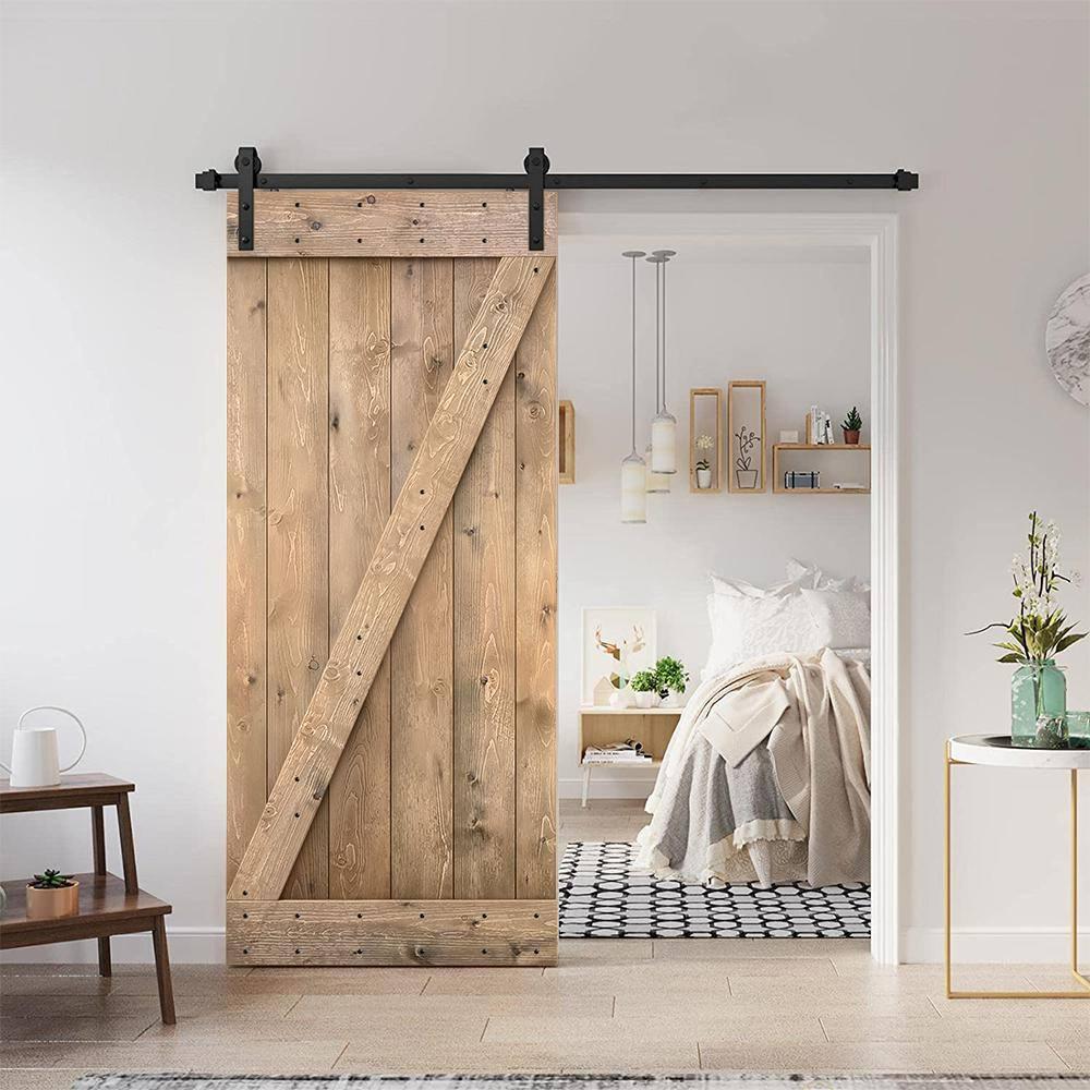 TMS 84'' Solid Wood Paneled Painted with Installation Hardware Kit Barn Door