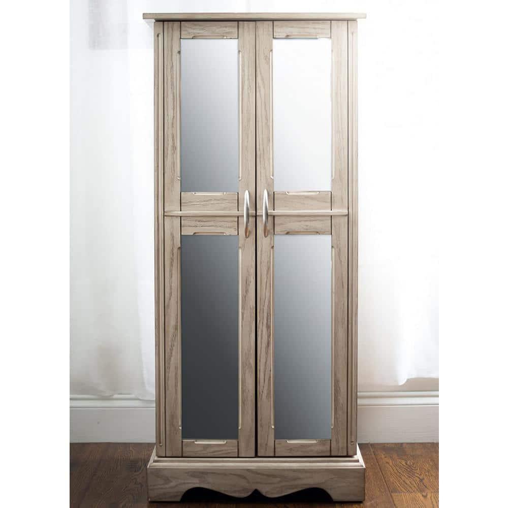 Hives & Honey Meadow Standing Jewelry Armoire Cabinet, Jewelry Storage Organizer with Top Flip Mirror, 2 Doors, 7 Drawers, Jewelry Chest, Jewelry Box for Necklace, Earring, Bracelet, Taupe