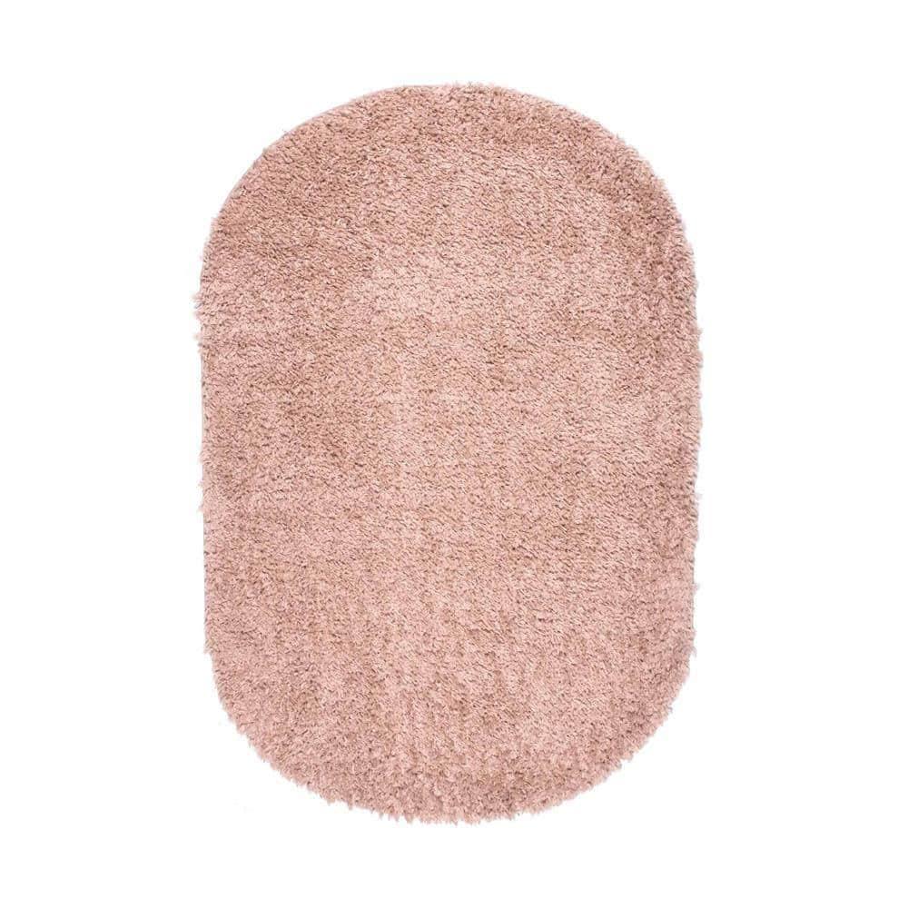 Bohemian Bliss Pink Tasseled Shag Oval Rug, 79" Easy Care
