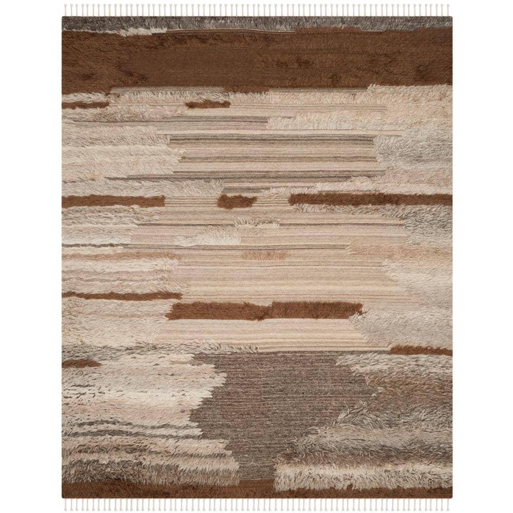 Alimatou Hand Knotted Wool/Cotton Abstract Rug in Gray/Brown