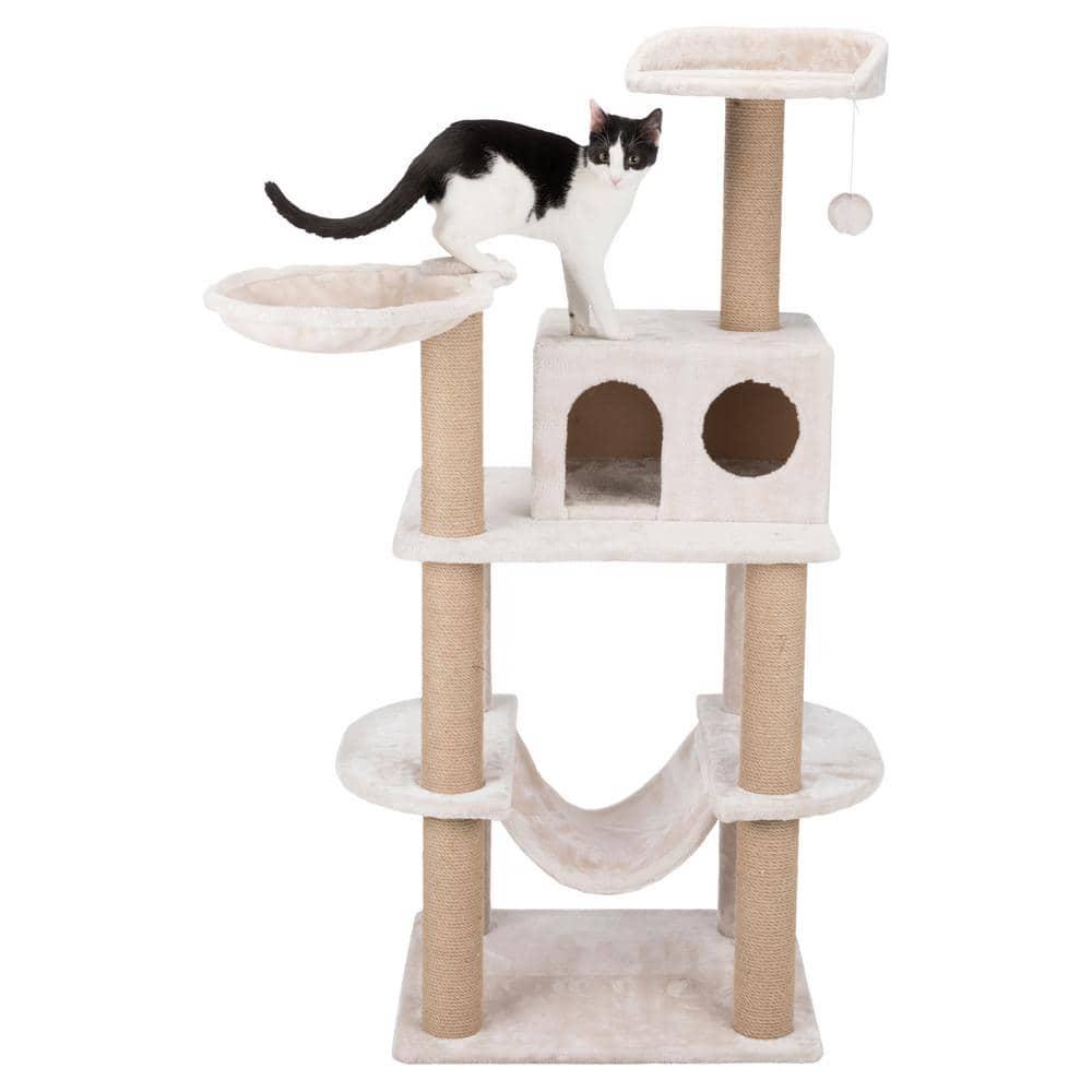 TRIXIE Federico 56" Cat Tower, 4-Level Cat Tree, Sisal Cat Scratching Posts, Plush Condo Platforms Hammock Cat Toy