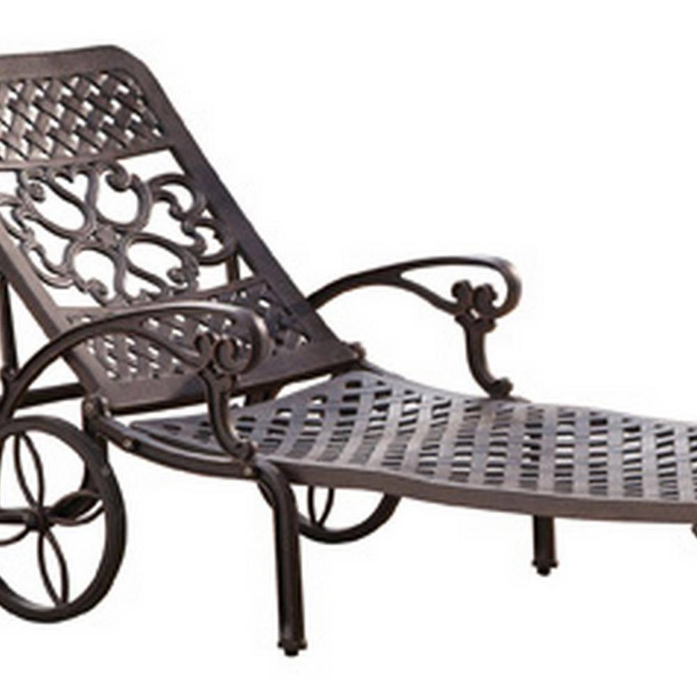 Homestyles Sanibel Cast Aluminum Outdoor Patio Reclining Chaise Lounge in Bronze