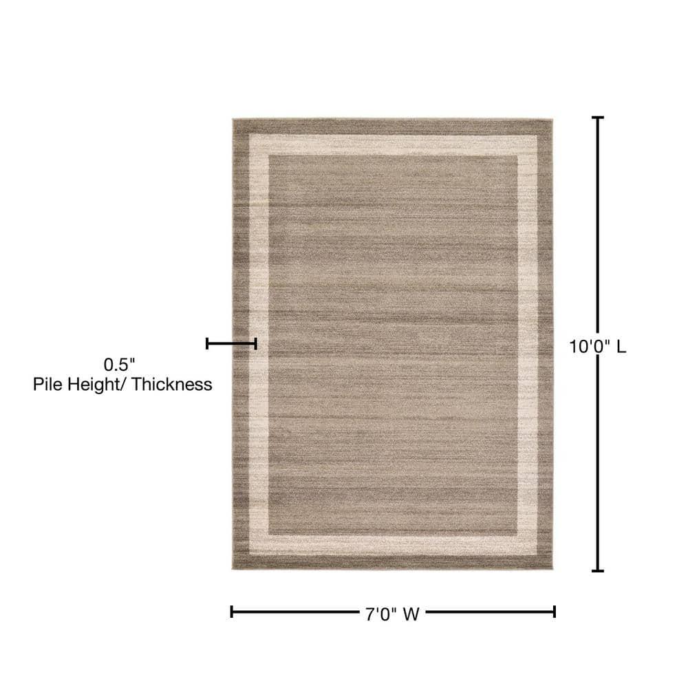 Unique Loom Maria Del Mar 7 x 10 (ft) Loomed Polypropylene Light Brown/Beige Rectangular Indoor Border Industrial Spot clean only Area rug