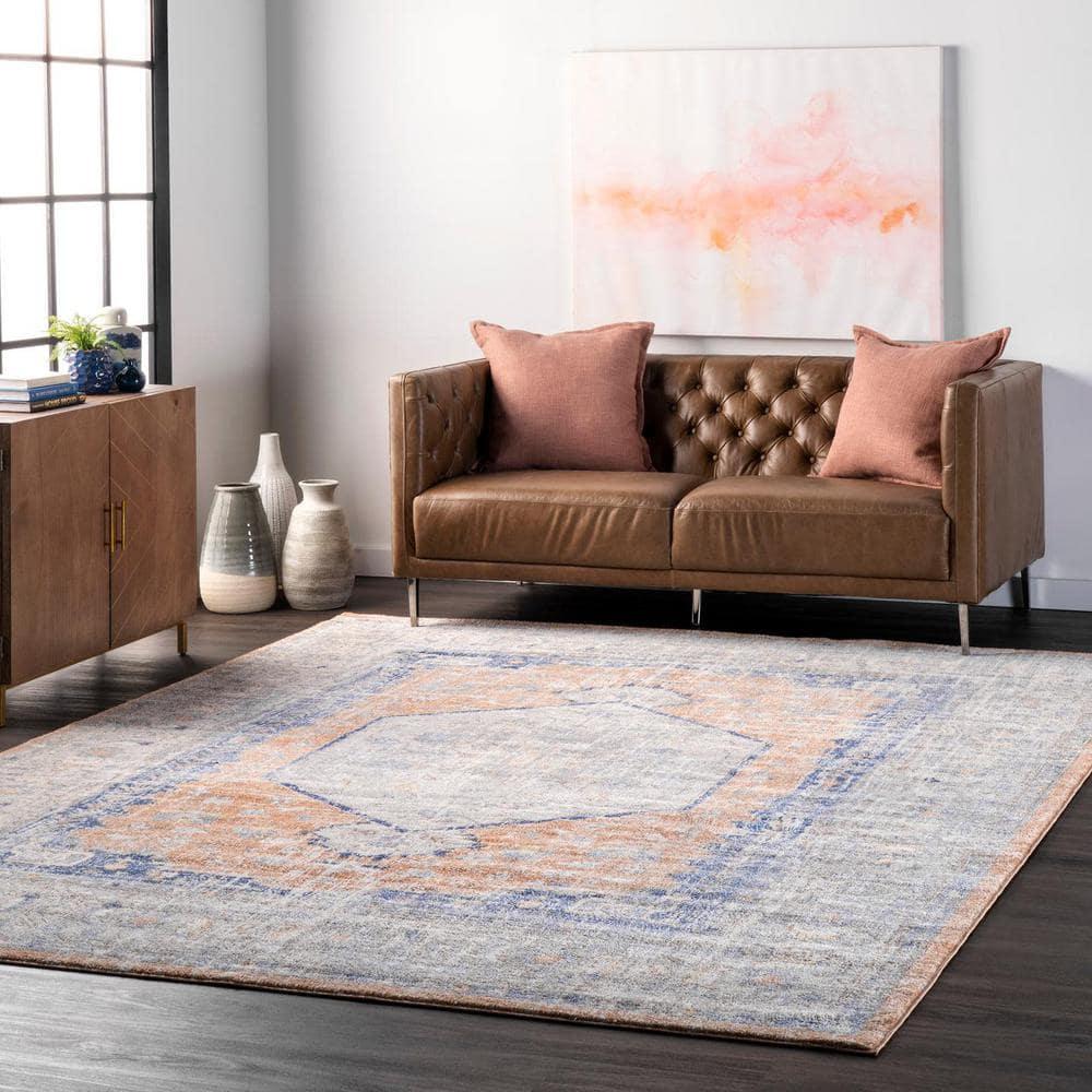 Nuloom Jacquie Medallion 6 Square Indoor Area Rug for Living Room Bedroom Dining Room Kitchen, Peach/Beige