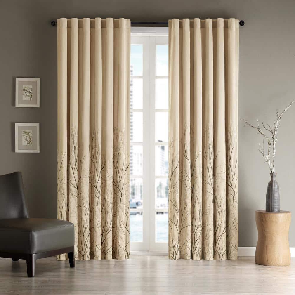 Andora Embroidered Branch Rod Pocket Single Curtain Panel