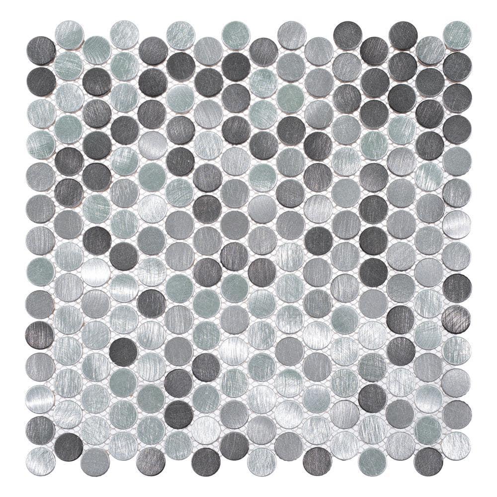 Orb 3/4" Metal Penny Round Mosaic Tile Shower Wall, Kitchen Backsplash and Wall Tile