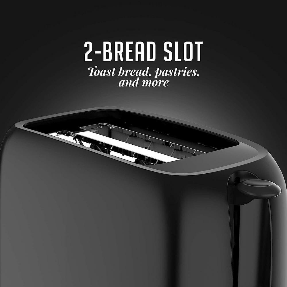 OVENTE Electric 2 Slice Toaster, 6 Shade Toast Settings, Removable Crumb Tray, Black TP2210B