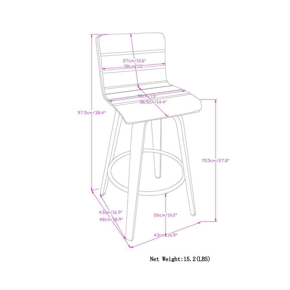 Simpli Home Roland Swivel Upholstered Mid-Century Modern Stool with Padded Seat and Back