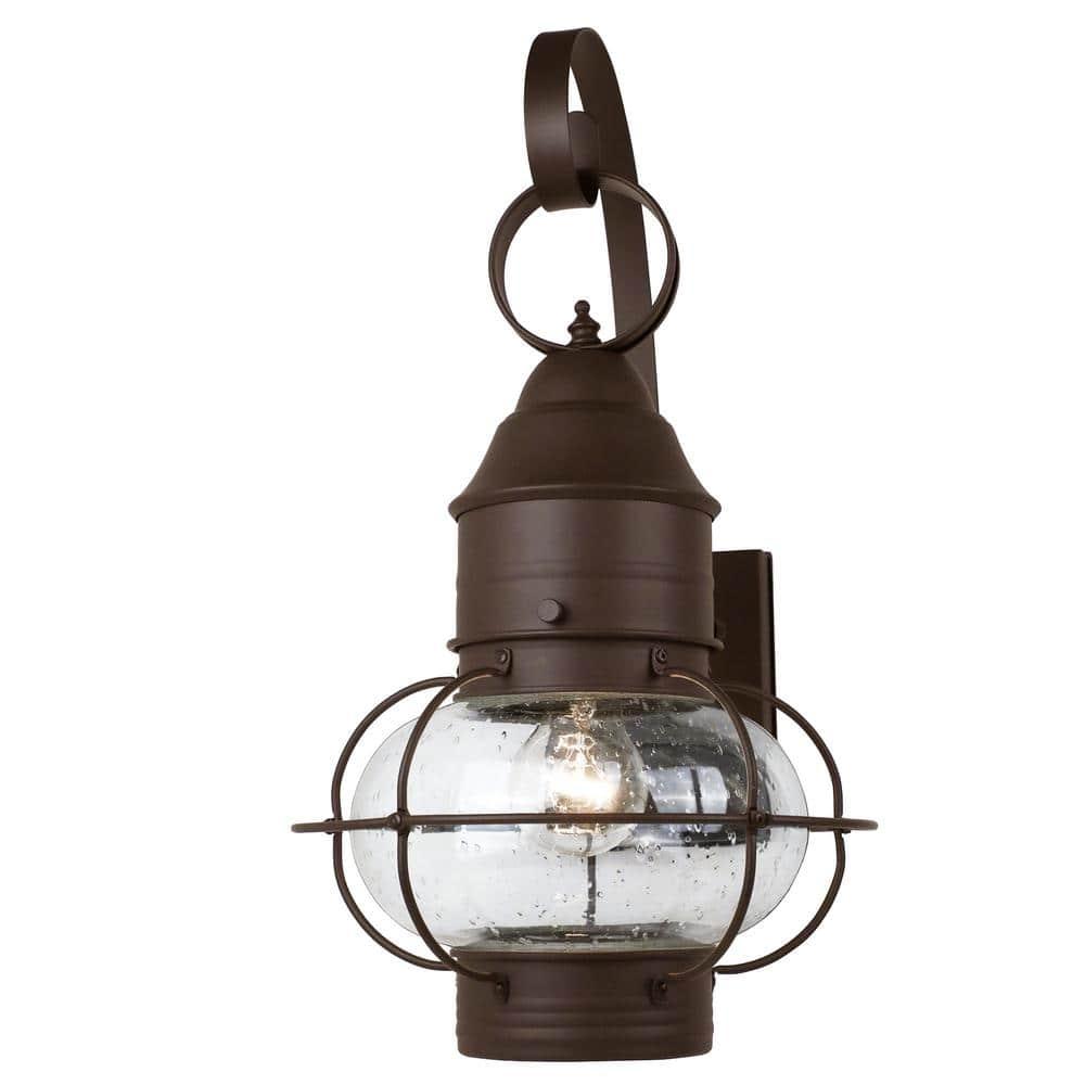 Nantucket Rustic Wall Lantern Sconce - Outdoor Lighting Fixture With Clear Seedy Glass, Durable Steel Construction, And Easy Installation