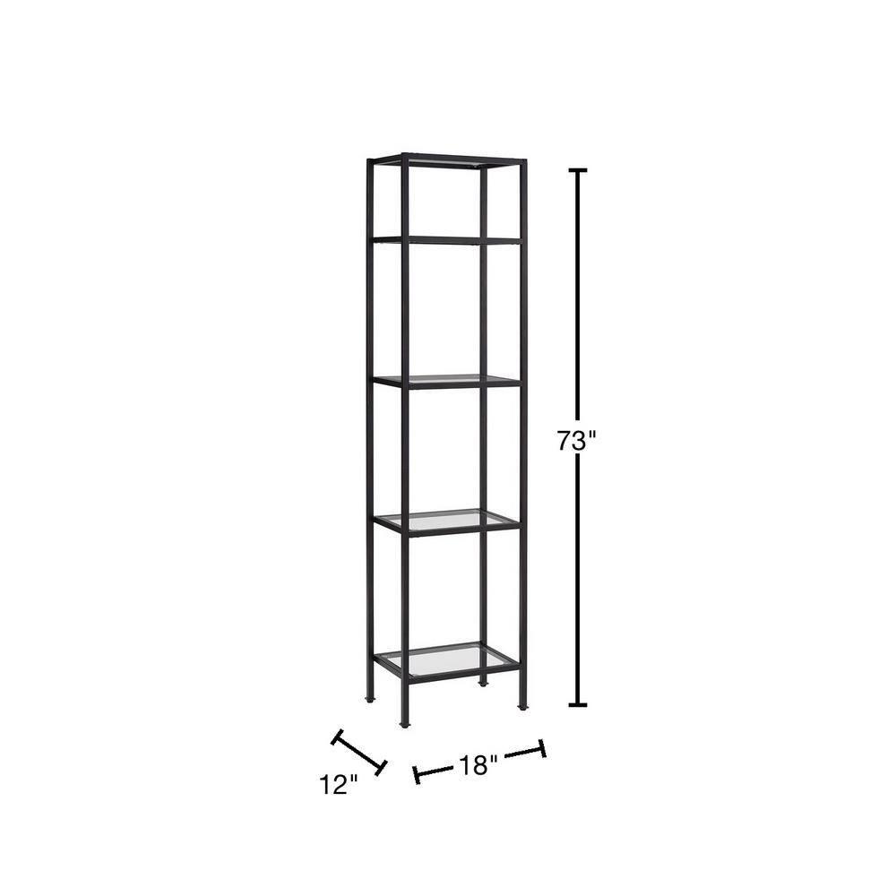 73" Aimee Narrow Etagere Oil Rubbed Bronze - Crosley: Tempered Glass, 4-Tier Storage, Steel Frame