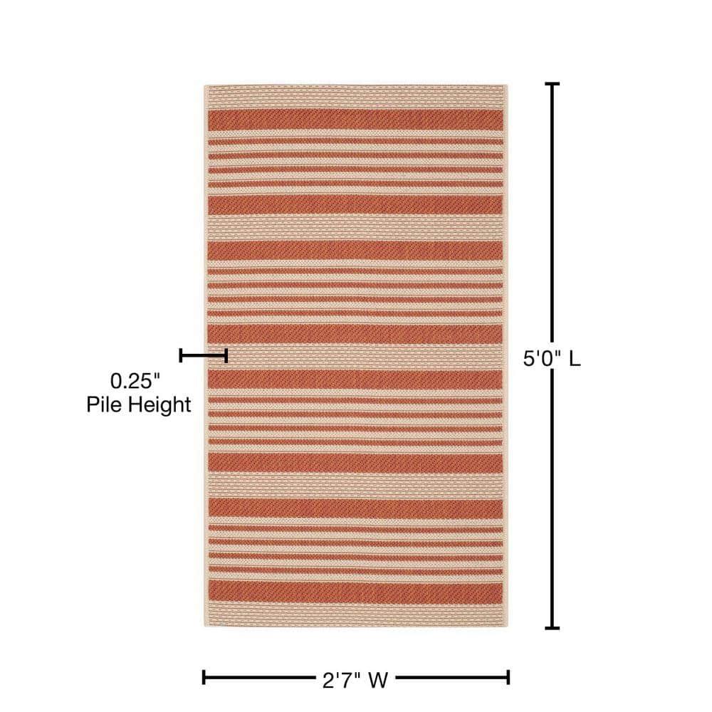 Courtyard CY6062 Power Loomed Indoor/Outdoor Accent Rug - Terracotta/Beige - 2'7"x5' - Safavieh.
