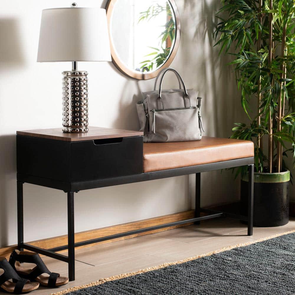 Maruka Bench with Storage - Brown/Brown - Safavieh