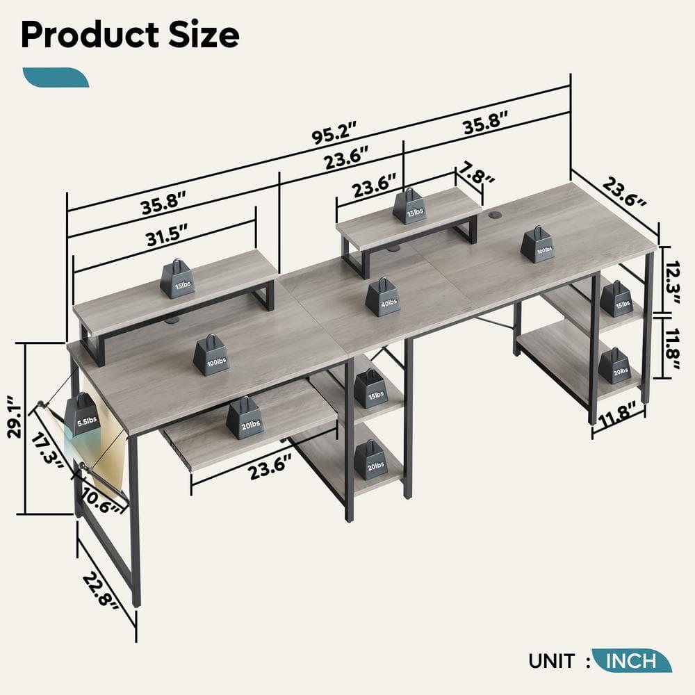 Bestier 59inch L Shaped Computer Desk with Keyboard Tray Grey