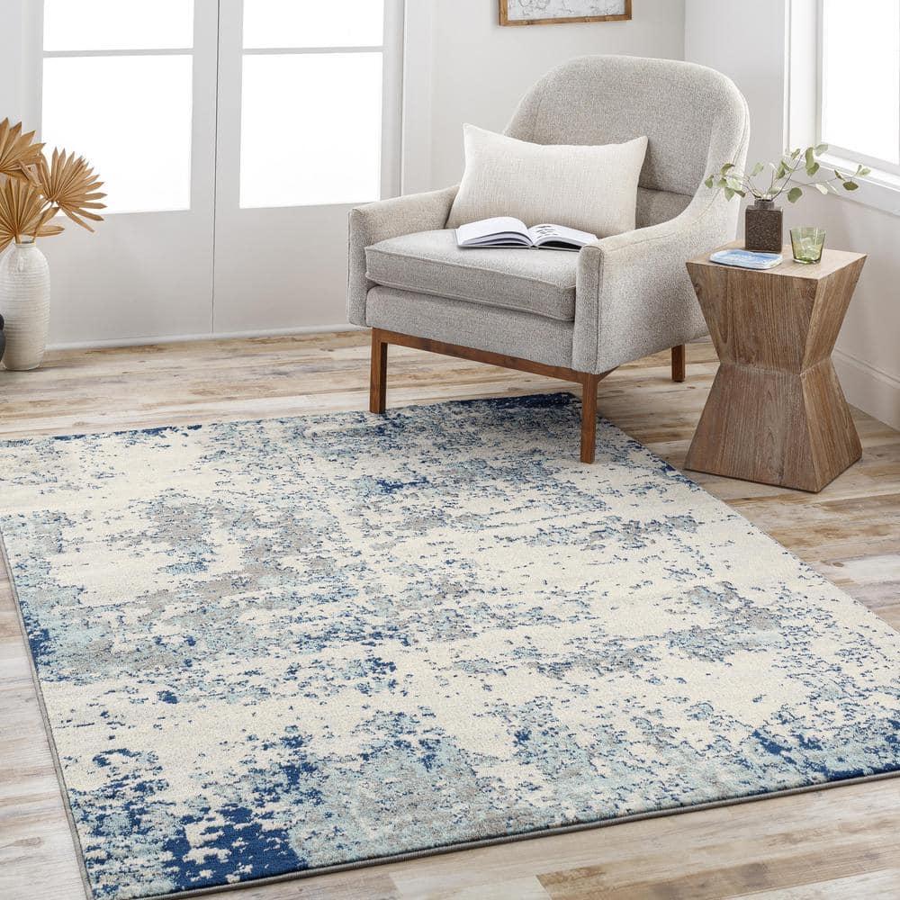 Livabliss 9'x12' High Plains Modern Rug Blue: Stain & Fade-Resistant, Medium Pile, Indoor, Abstract Pattern
