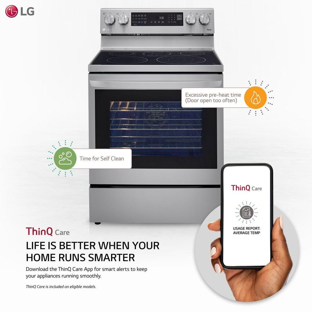 LG LG Smart Wi-Fi Enabled True Convection InstaView® Electric Range with Air Fry, 6.3 cu. ft. LREL6325F