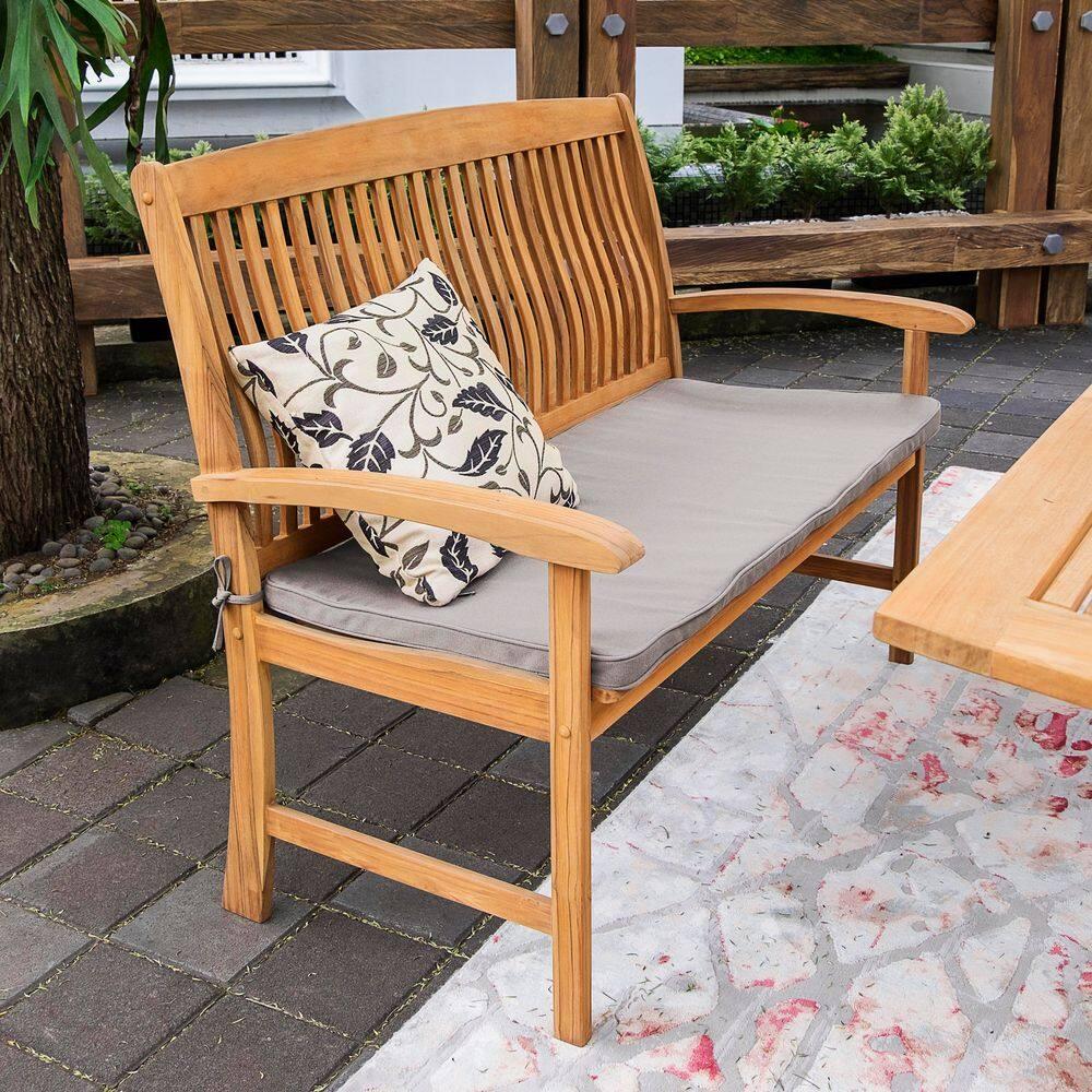 Cambridge Casual 6pc Caterina Teak Wood Outdoor Dining Set with Beige Cushion: Weather-Resistant, 2" Umbrella Hole, Galvanized Steel Hardware