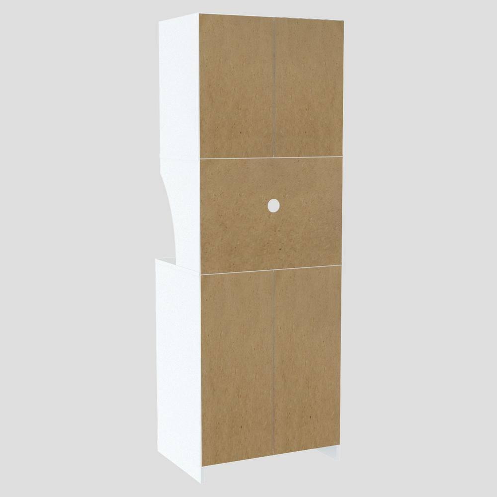 Inval Galley Laminate 4-Door 4-Shelf Kitchen Microwave Cabinet 24"W, White