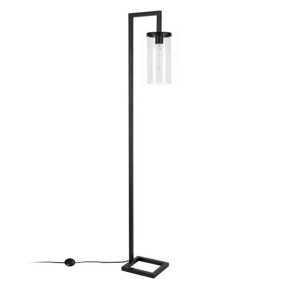 Evelyn&Zoe Malva 67.75" Tall Floor Lamp with Glass shade in Blackened Bronze/Clear