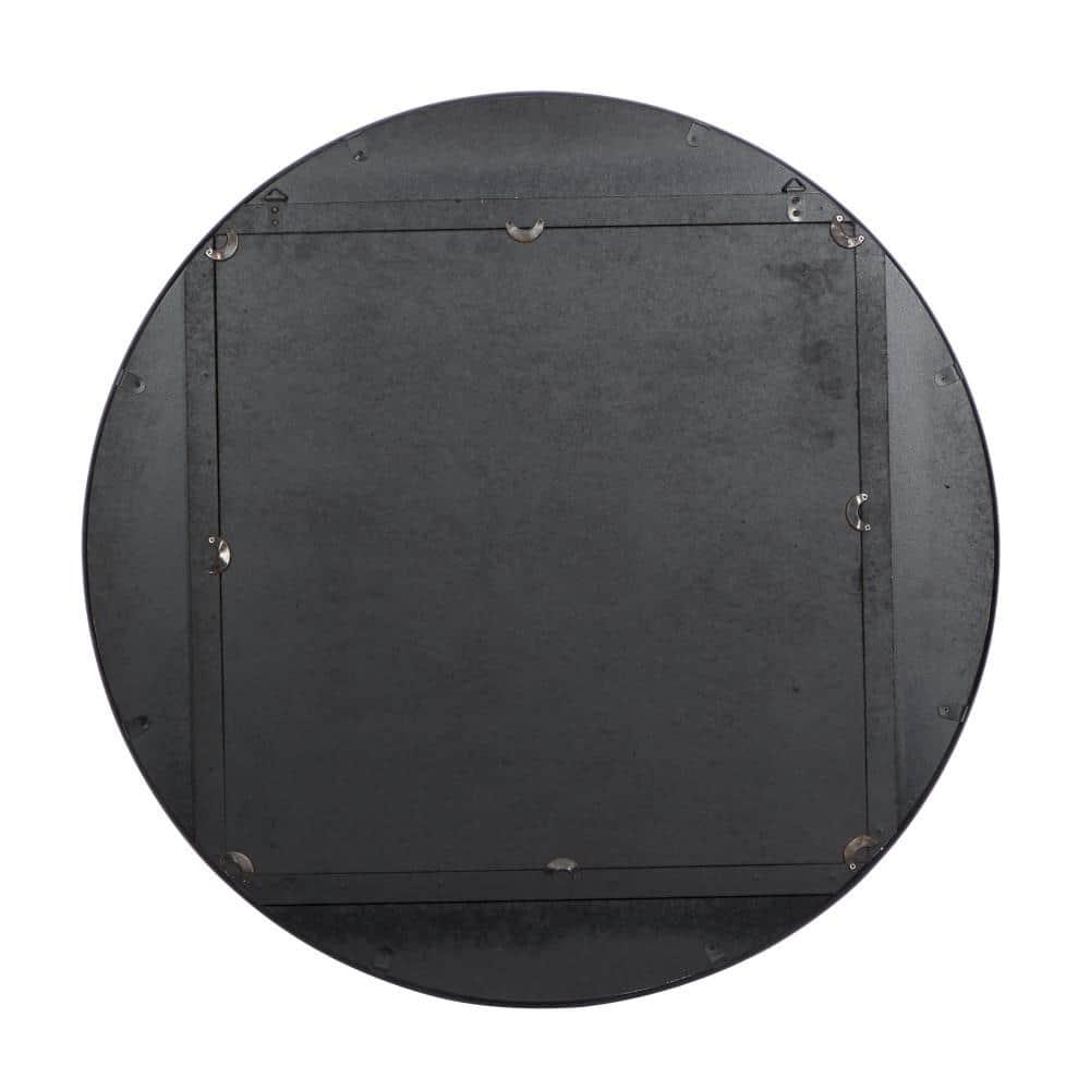 DecMode 32"W, 32"H Round Wall Mirror, Brown