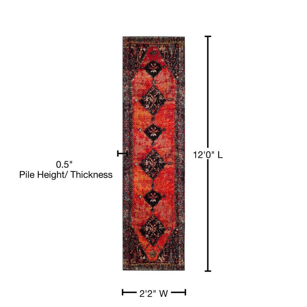 Vintage Hamadan VTH217 Power Loomed Indoor Runner Rug - Orange/Multi - 2'3"x12' - Safavieh