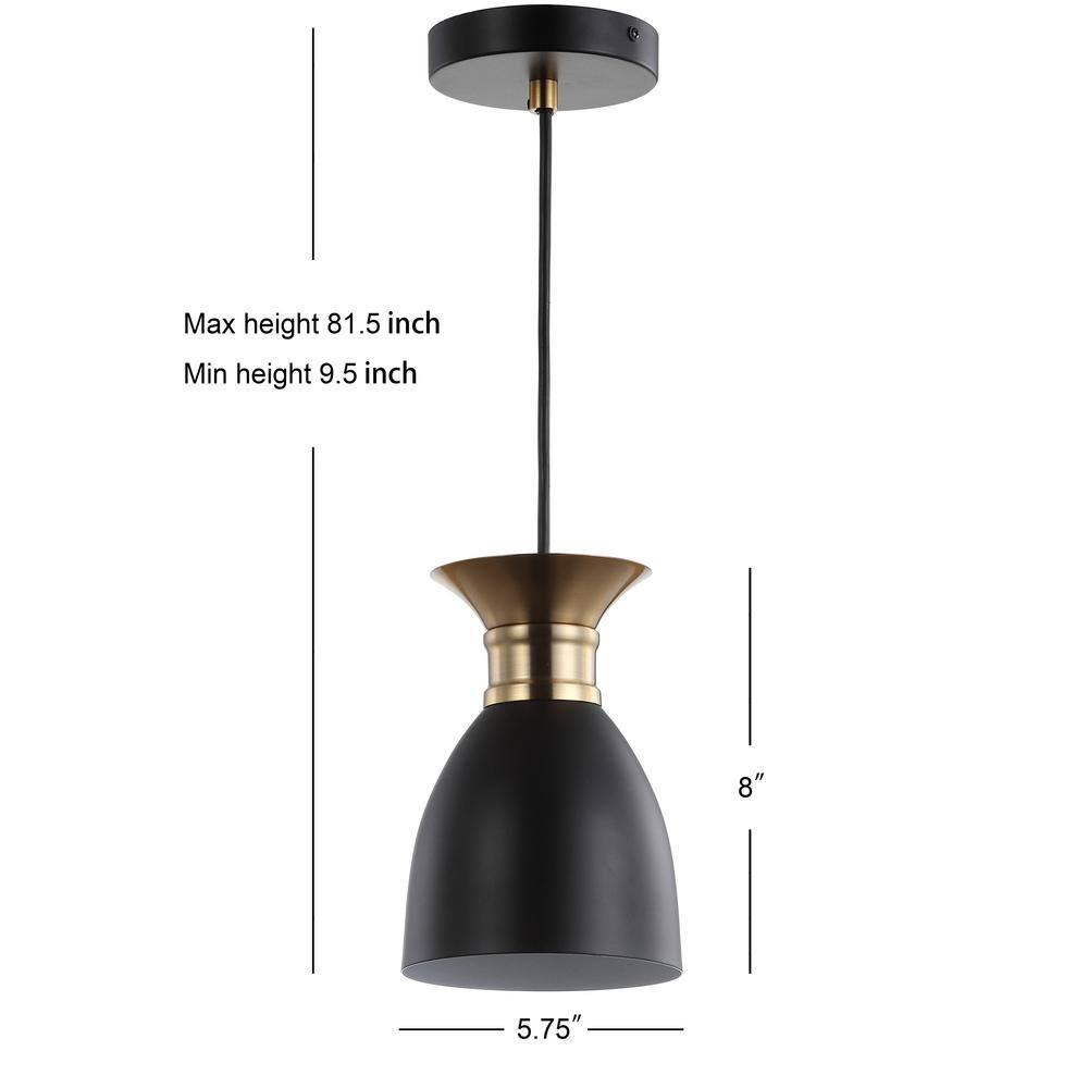 Edison 5.75 in. 1-Light Black/Brass Gold Metal LED Pendant