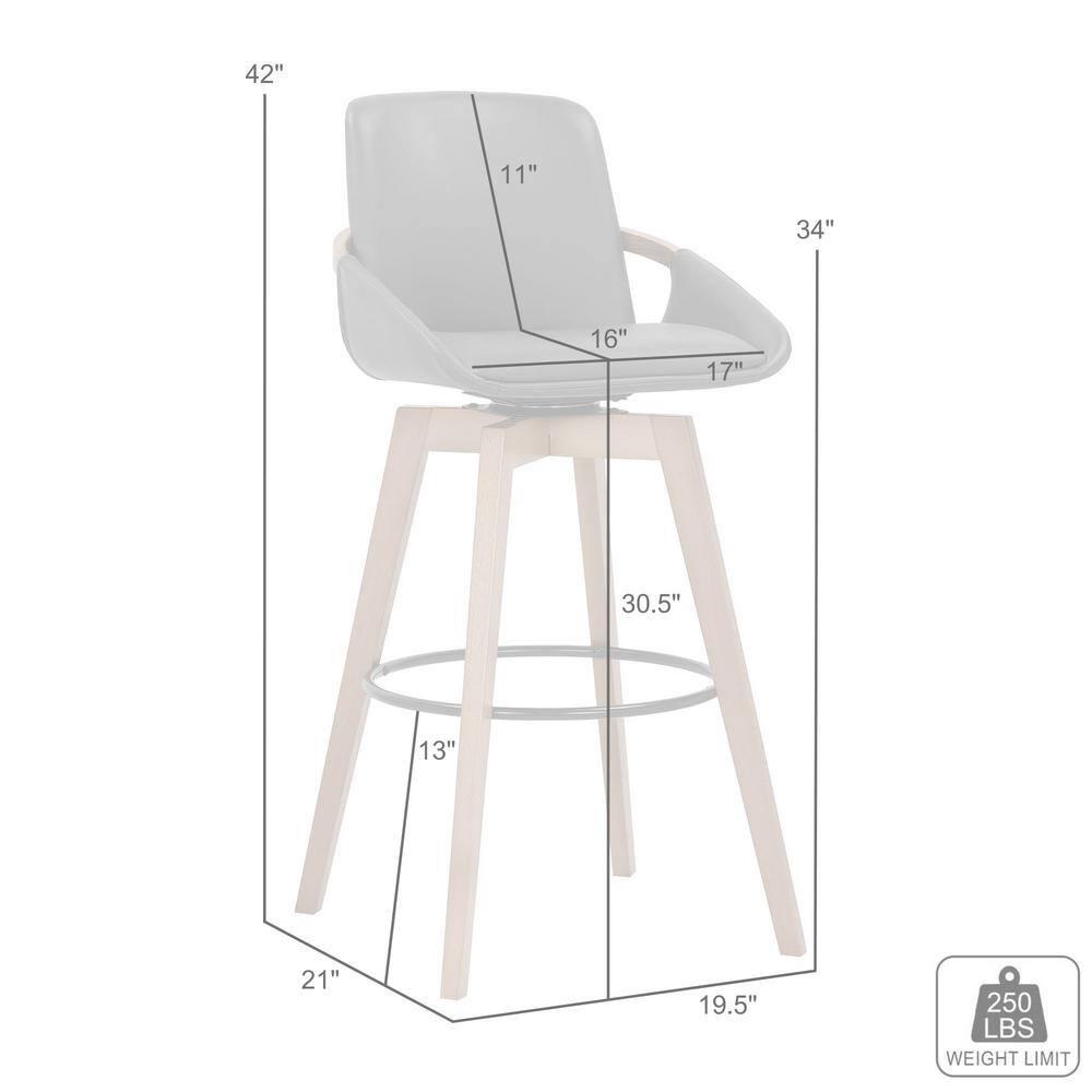 30" Baylor Faux Leather Wood Swivel Barstool Gray/Black - Armen Living