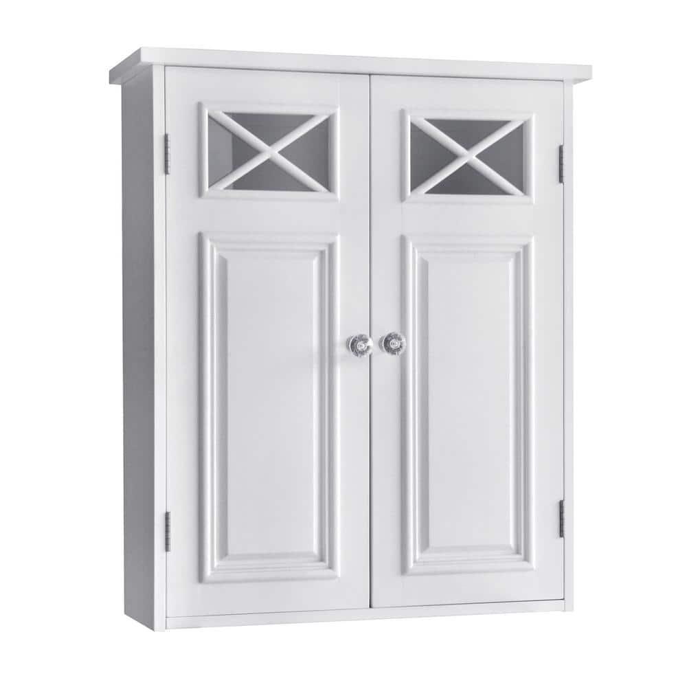 Dawson Two Doors Wall Cabinet White - Elegant Home Fashions: Traditional Style, Semi-Gloss Finish, Bathroom Storage